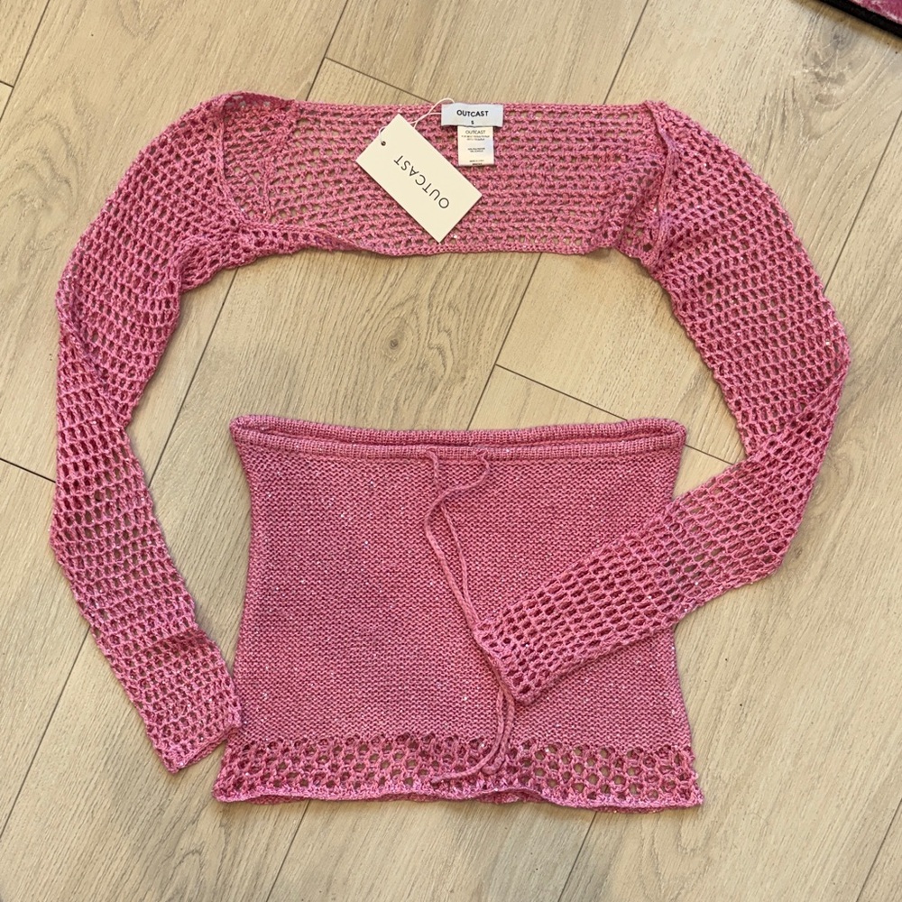 Outcast Pink crochet Women's Skirt & Shrug Set